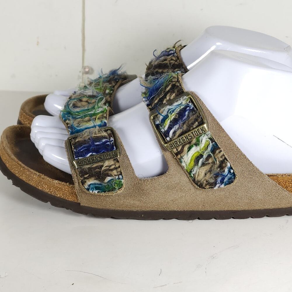 BIRKENSTOCK Women's Arizona 39 US8 Multicolor Suede Wool 2 Straps Slide Sandals - Picture 16 of 16
